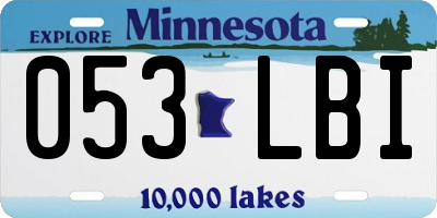 MN license plate 053LBI