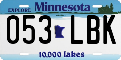 MN license plate 053LBK