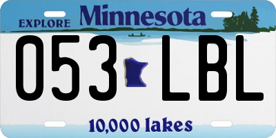 MN license plate 053LBL