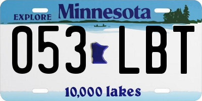 MN license plate 053LBT