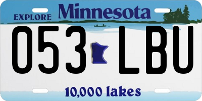MN license plate 053LBU