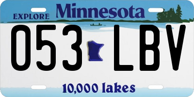 MN license plate 053LBV