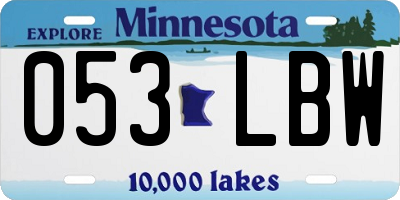 MN license plate 053LBW