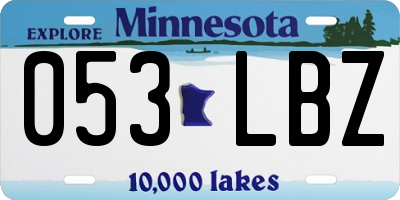 MN license plate 053LBZ