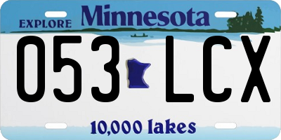 MN license plate 053LCX