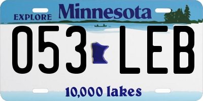 MN license plate 053LEB