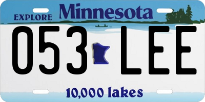 MN license plate 053LEE