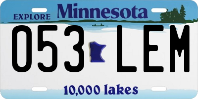MN license plate 053LEM