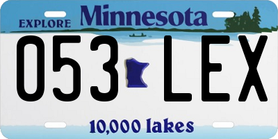 MN license plate 053LEX