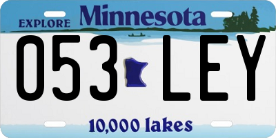 MN license plate 053LEY