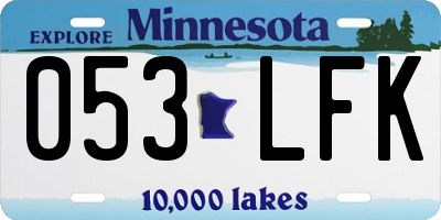 MN license plate 053LFK