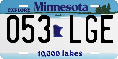 MN license plate 053LGE
