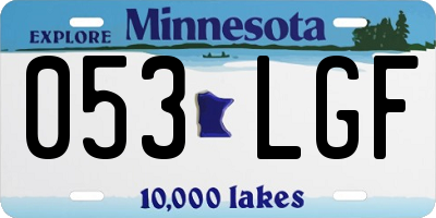 MN license plate 053LGF