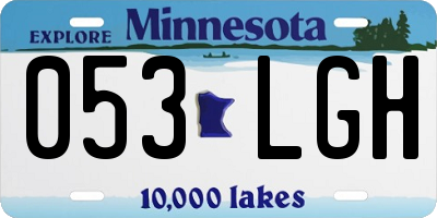 MN license plate 053LGH