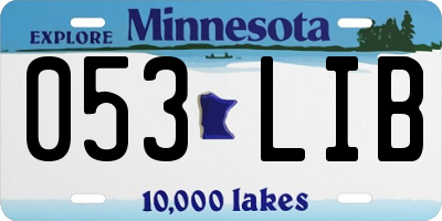 MN license plate 053LIB