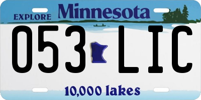 MN license plate 053LIC
