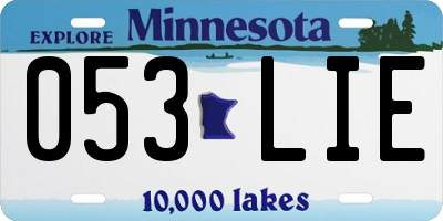 MN license plate 053LIE