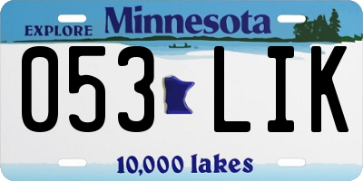 MN license plate 053LIK