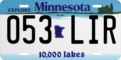 MN license plate 053LIR