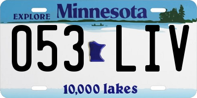 MN license plate 053LIV