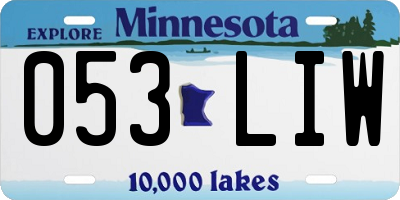 MN license plate 053LIW
