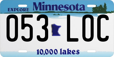 MN license plate 053LOC