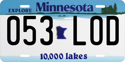 MN license plate 053LOD