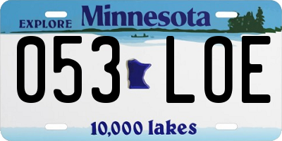 MN license plate 053LOE