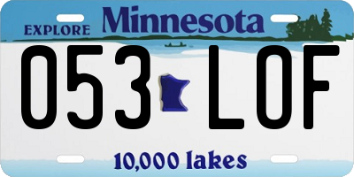 MN license plate 053LOF