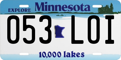 MN license plate 053LOI