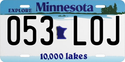 MN license plate 053LOJ