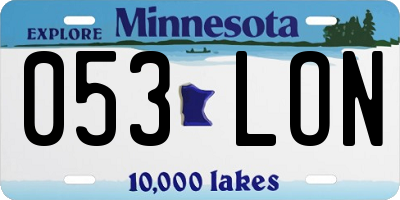 MN license plate 053LON