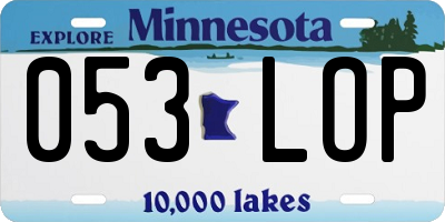 MN license plate 053LOP