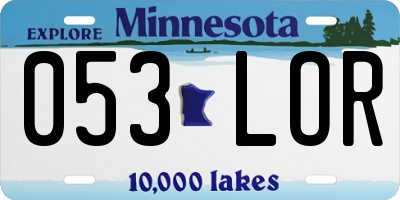 MN license plate 053LOR