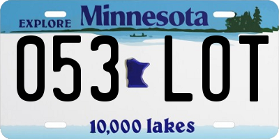 MN license plate 053LOT