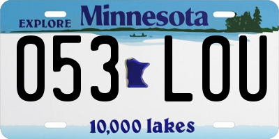 MN license plate 053LOU