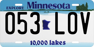 MN license plate 053LOV
