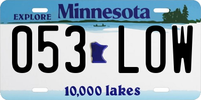 MN license plate 053LOW