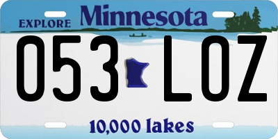 MN license plate 053LOZ