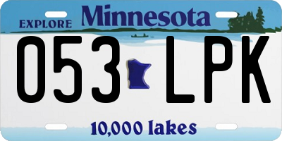 MN license plate 053LPK