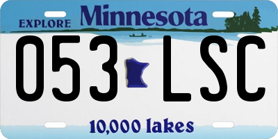 MN license plate 053LSC