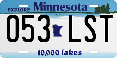 MN license plate 053LST