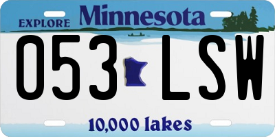 MN license plate 053LSW