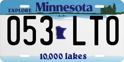 MN license plate 053LTO
