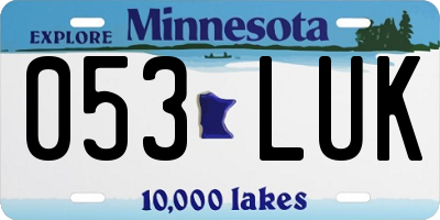 MN license plate 053LUK
