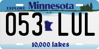 MN license plate 053LUL
