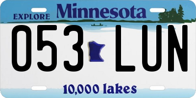MN license plate 053LUN