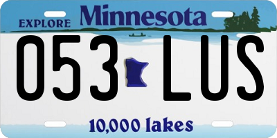 MN license plate 053LUS