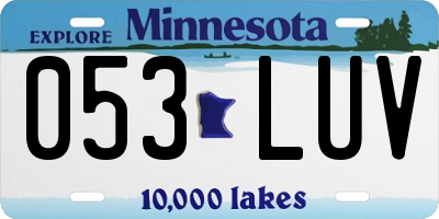 MN license plate 053LUV