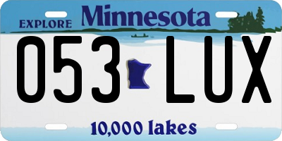 MN license plate 053LUX